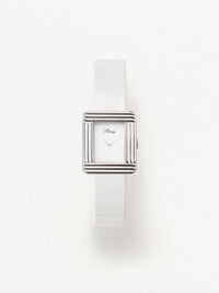 white glossy calf leather strap