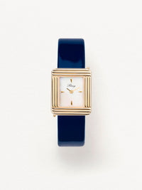 Navy blue glossy calf