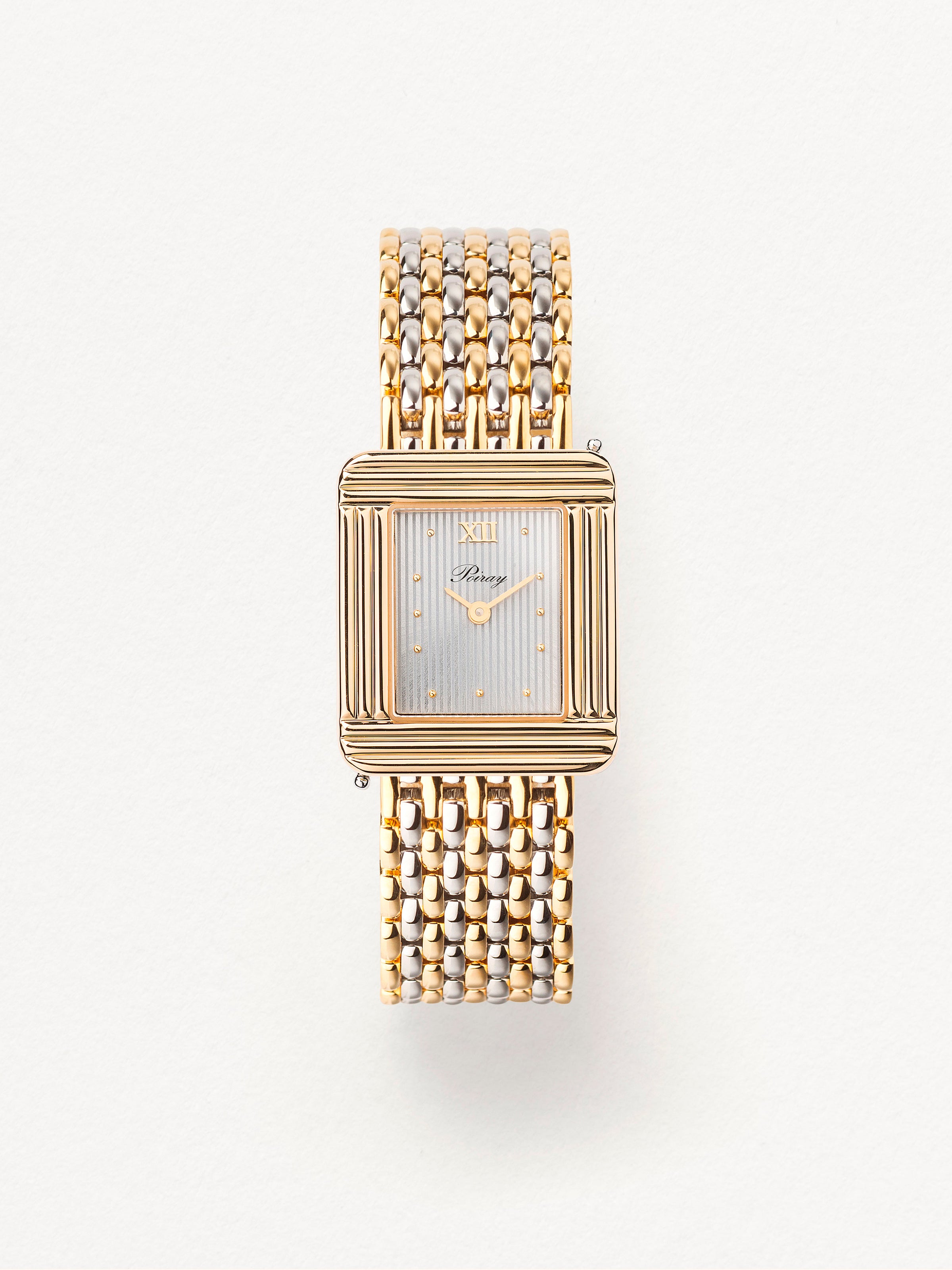 Two-tone rice grain, steel plated with yellow gold