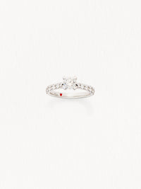 Solitaire griffes cœur semi pavé