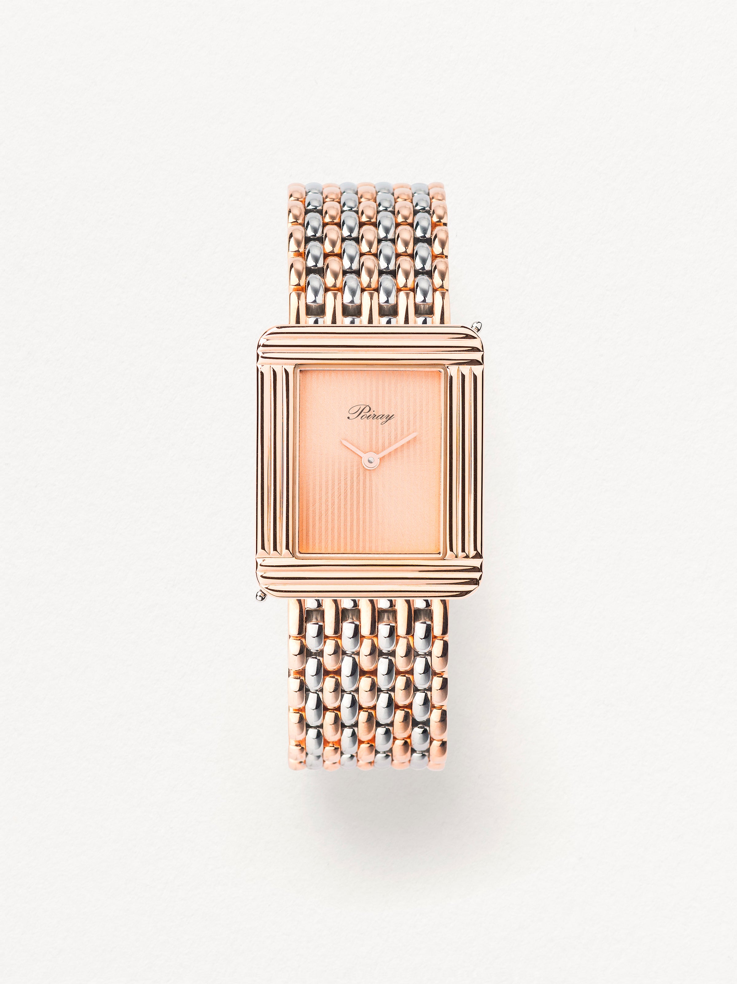 Grain de riz bicolore acier plaqué or rose