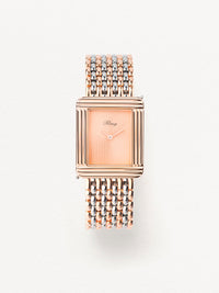 Grain de riz bicolore acier plaqué or rose