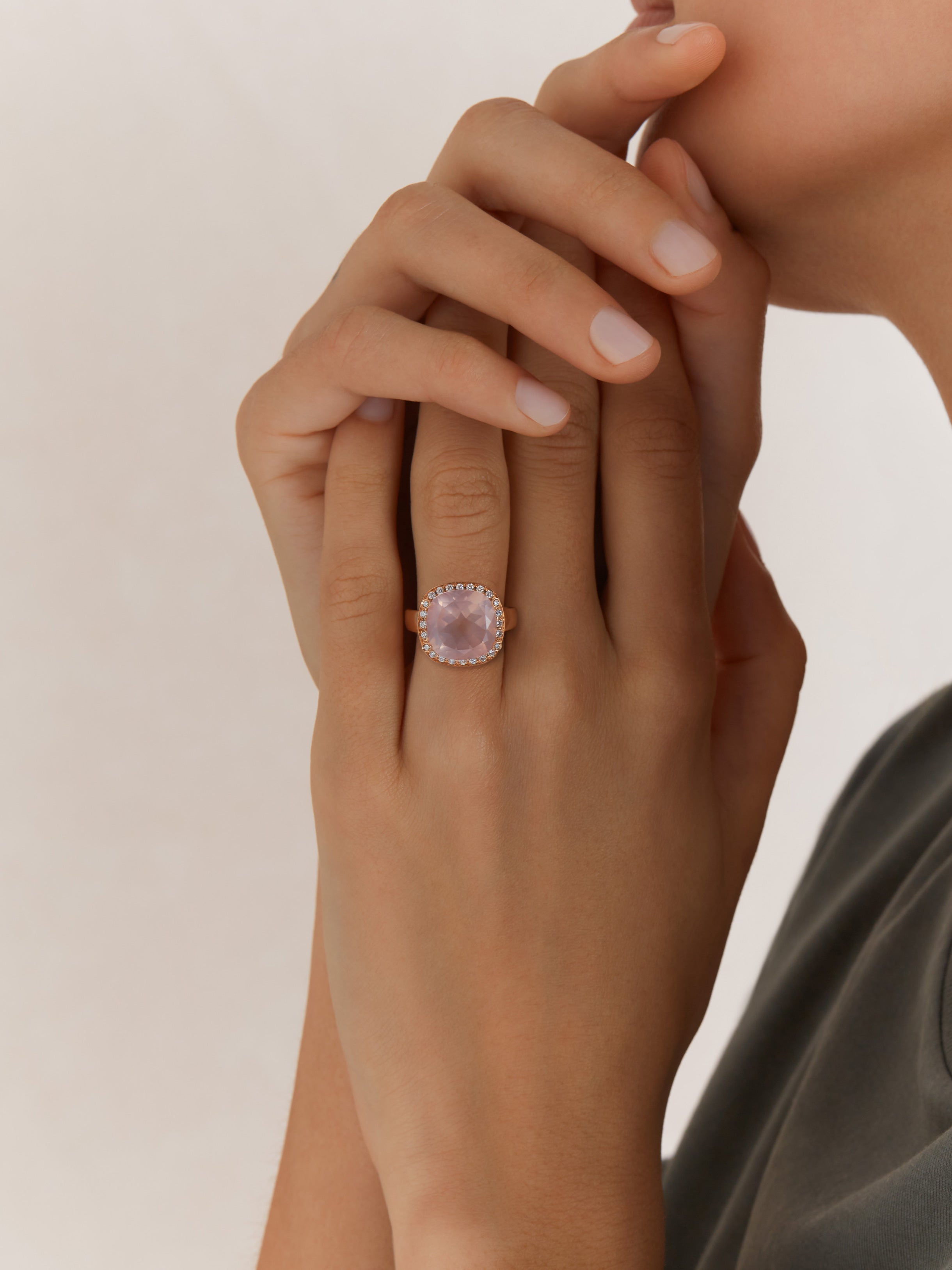 Bague avec quartz online rose