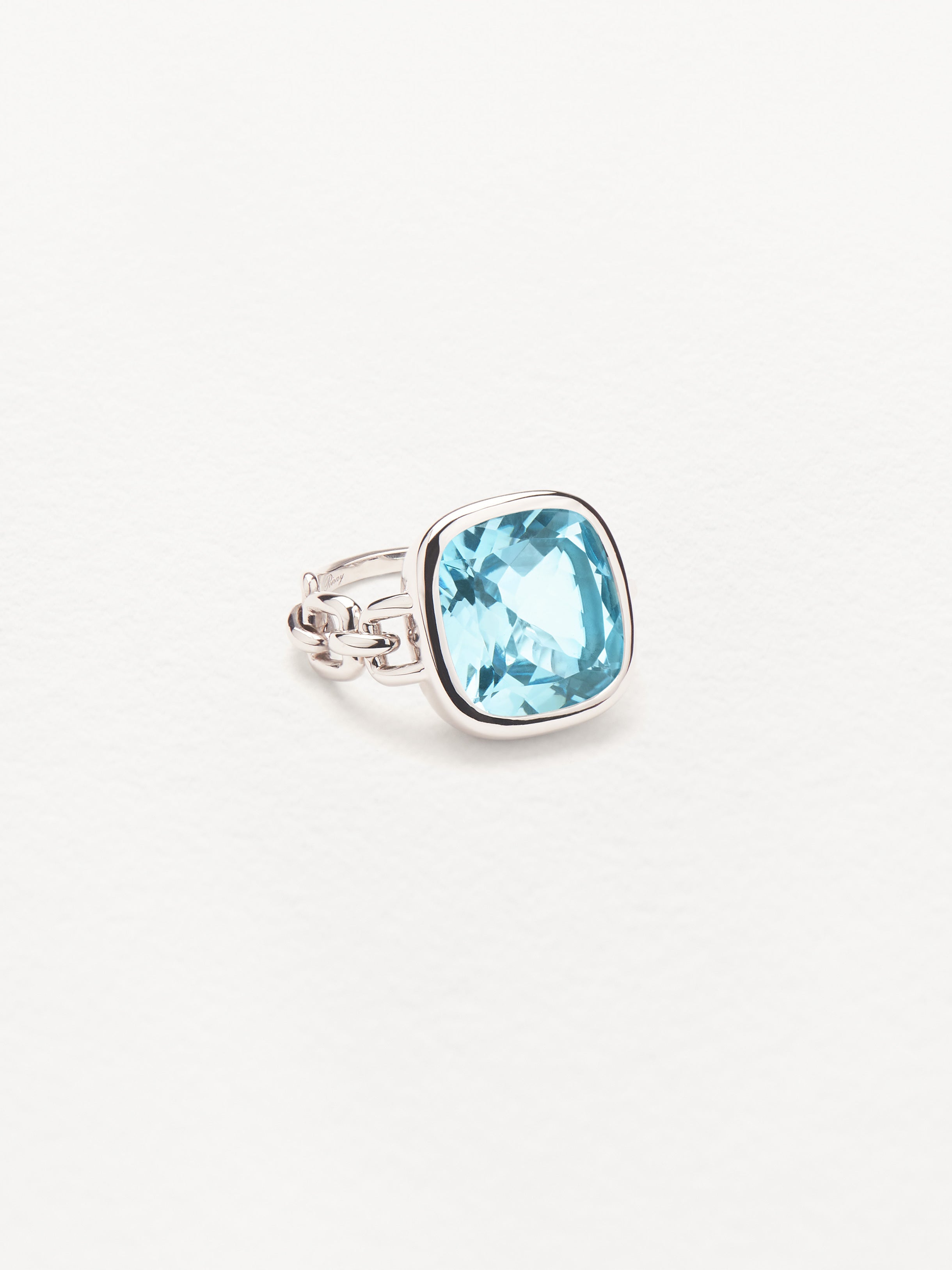 Indrani Ring White Gold Blue Topaz Jewelry Poiray Poiray