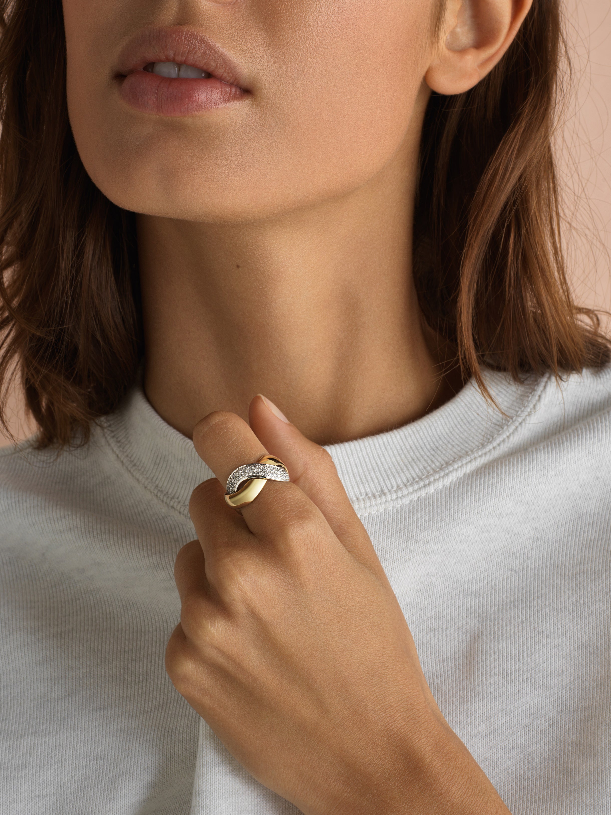 Bague Tresse Or Rose et Diamants Grand Mod le Joaillerie