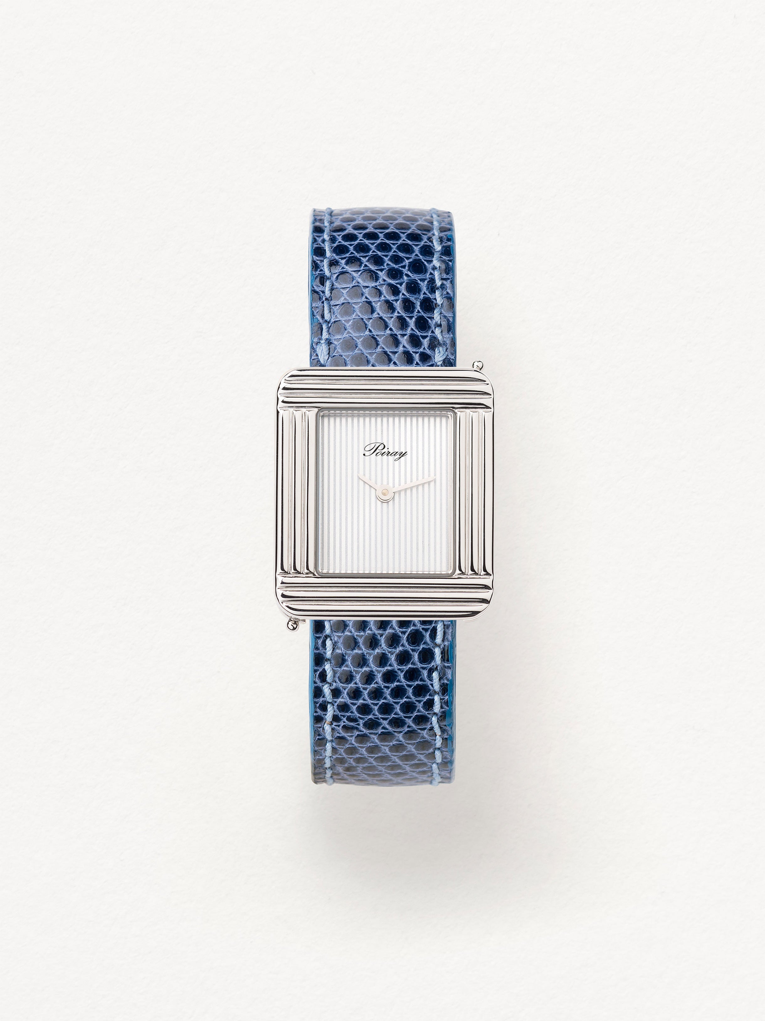 Bracelet Montre Poiray En Cuir Lézard Marron - Largeur 15mm, Longueur 124mm, Occasion