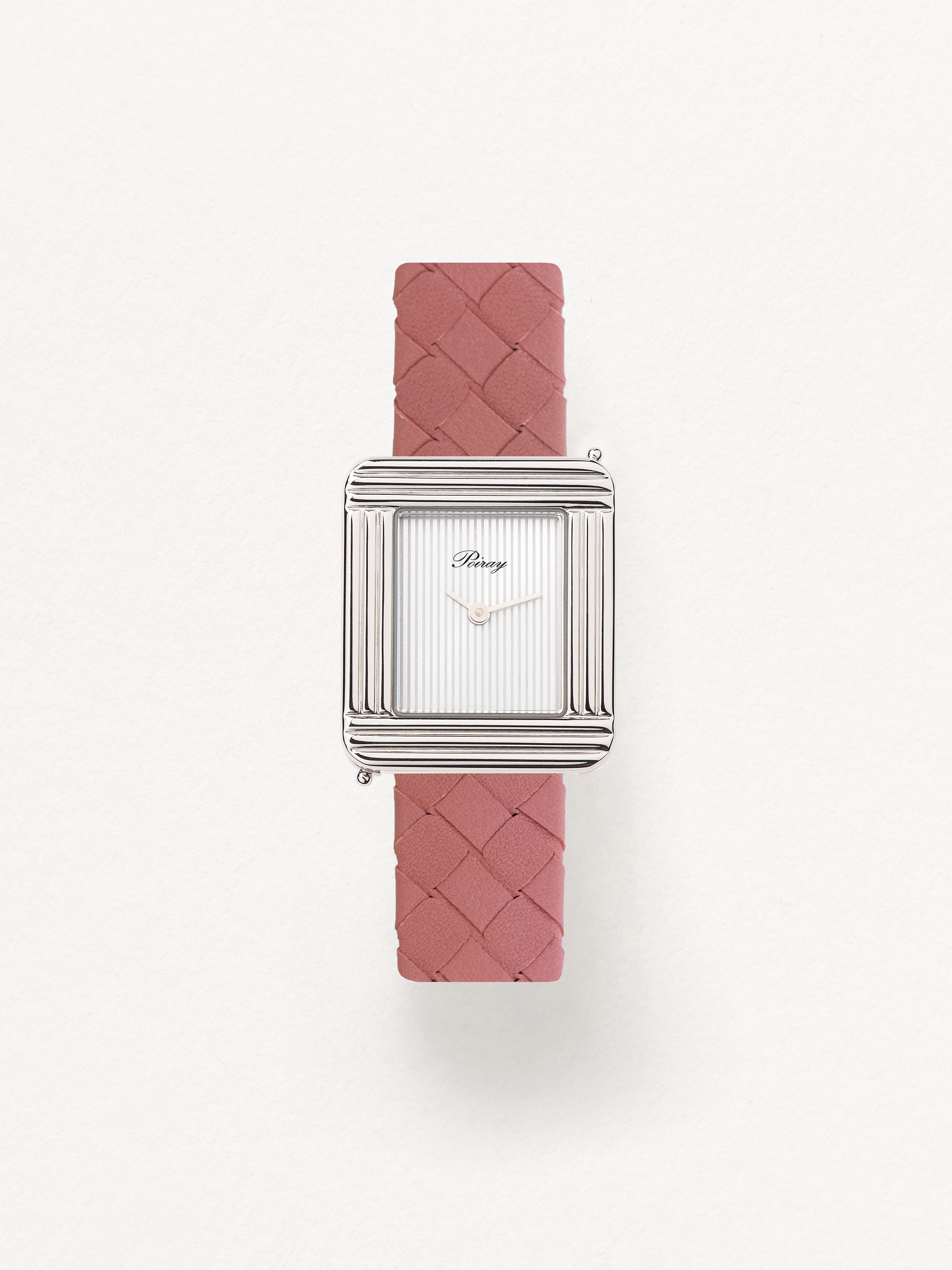 Bracelet de montre veau tress vieux rose Poiray Poiray Paris Eshop