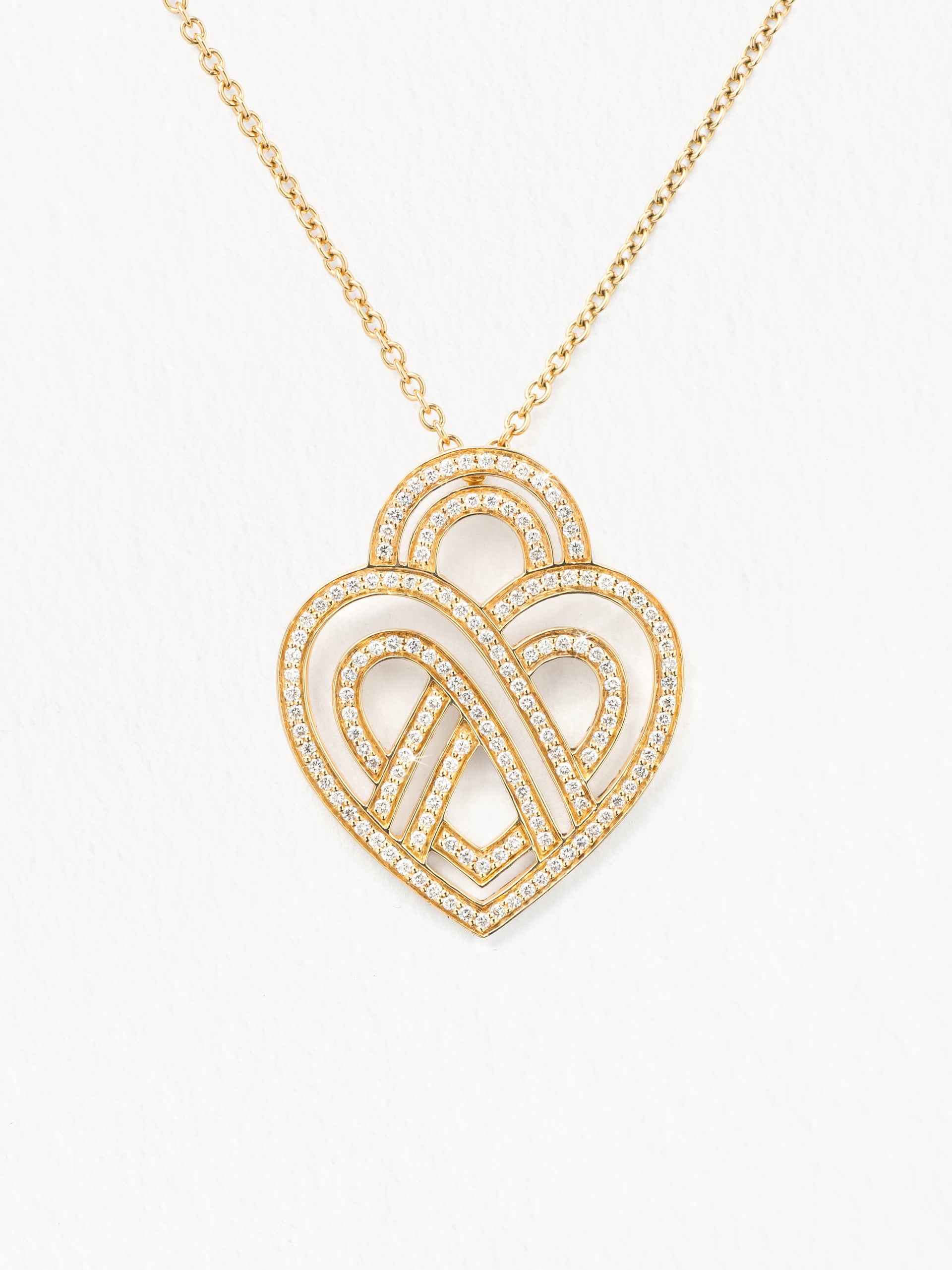 Collier Cœur Entrelacé Or jaune Grand modèle Diamants