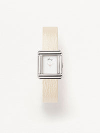 Ecru grained patent calfskin strap